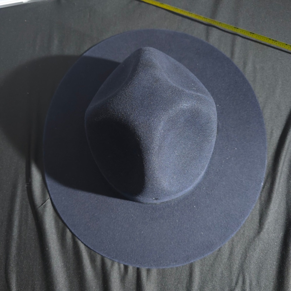 Beaver Quality XXXX Straw Oval Officer Troper Hat Navy Wool 6 1/2 Fedora Brimmed - Picture 3 of 12